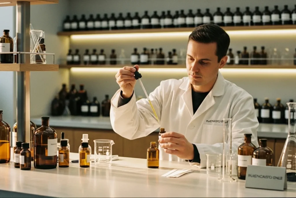 A arte da criação de fragrâncias envolve técnica, sensibilidade e propósito.